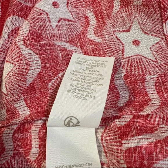 Boden Linen Dress Size 6 Long red Stars Print 100% Linen Washable 4th of July - Picture 4 of 11
